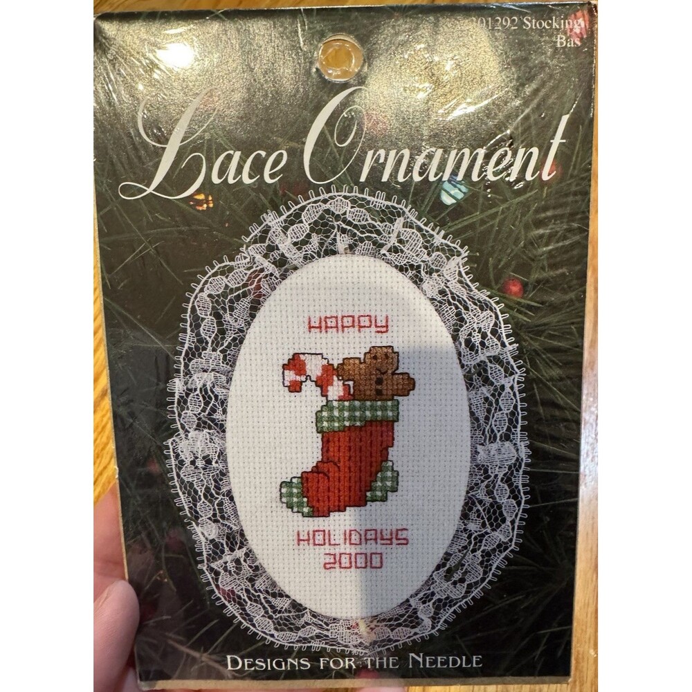 Designs for the Needle Lace Ornament Cross Stitch Kit 301292 Stocking Holiday